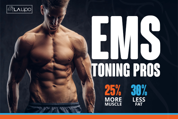 Graphic of man with toned body showing the benefits of LA-EMS Body Sculpting Stourbridge treatment